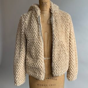 faux fur teddy bear jacket, size small